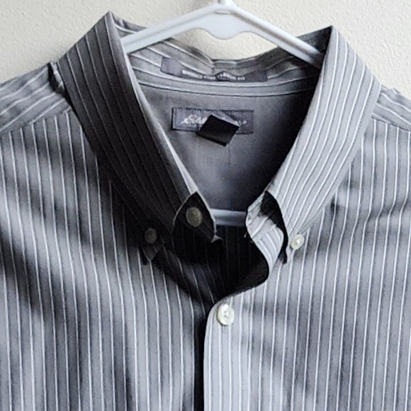 Eddie Bauer Gray Pin Striped Button Down Shirt Size Large - Picture 9 of 14